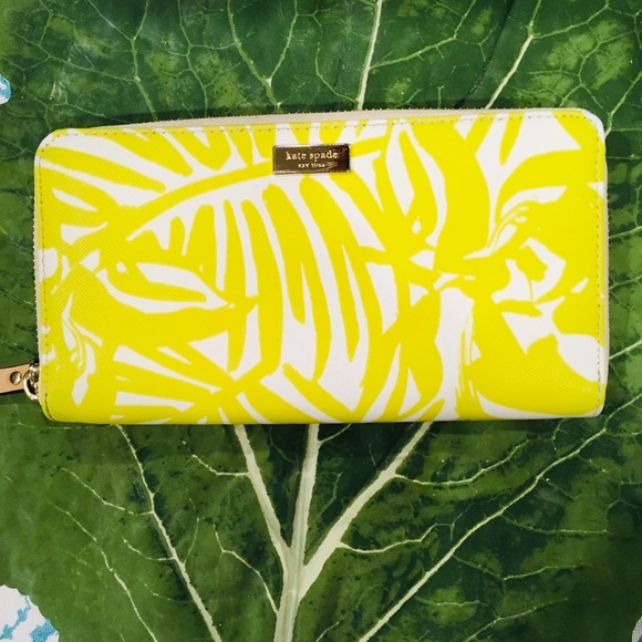 kate spade Handbags - Kate Spade Chartreuse Tropical Leather Wallet